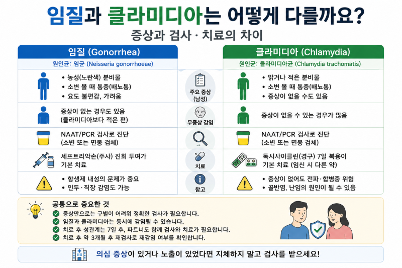 임질과 클라미디아는 어떻게 다를까요?｜증상과 검사·치료의 차이