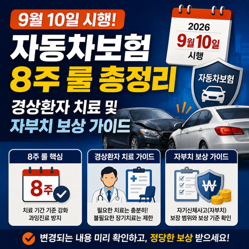 9월 10일부터 바뀌는 자동차보험 '8주 룰'! 교통사고 8주 넘겨 치료받으려면 꼭 알아야 할 핵심....