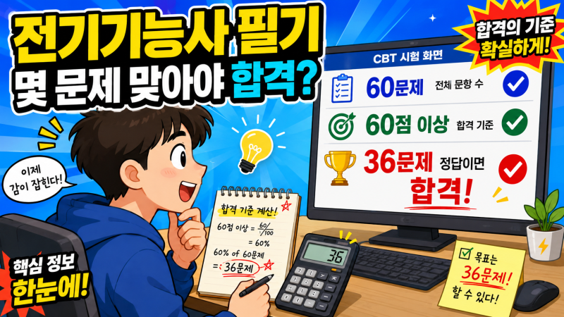 전기기능사 필기 어렵나요? CBT 60문제 합격점수와 공부법 ㅣ 전기기능사 로드맵 5편
