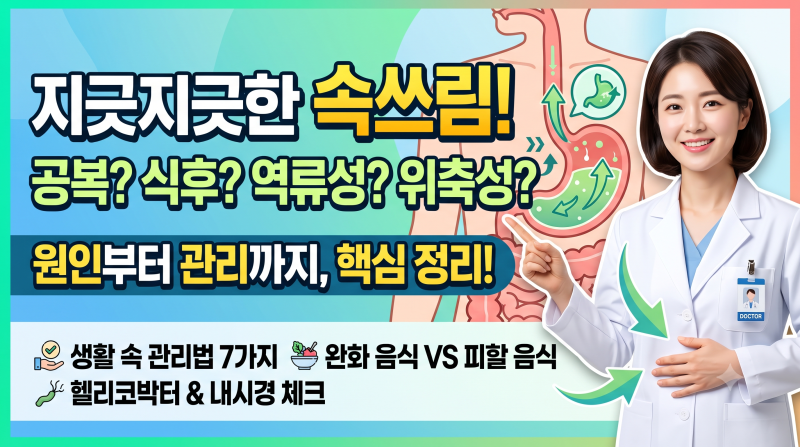 속쓰림 원인 총정리: 공복·식후·역류성식도염·위축성위염까지 한눈에 보는 관리법