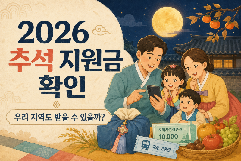 2026 추석 지원금 받을 수 있을까? 지역별 명절지원금 신청대상·금액·지급일 총정리