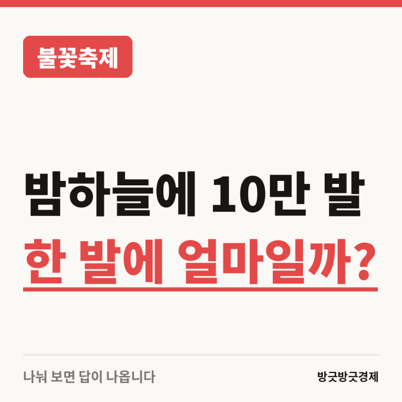 밤하늘에 10만 발, 불꽃 한 발에 얼마나 들까