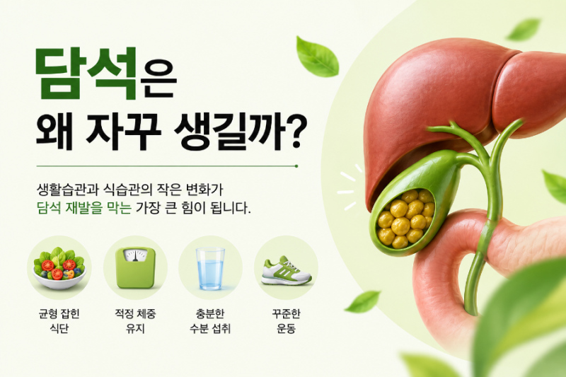 담석이 또 생겼다면 그냥 넘기지 마세요, 반복되는 7가지 원인과 재발 위험 낮추는 5가지 관....