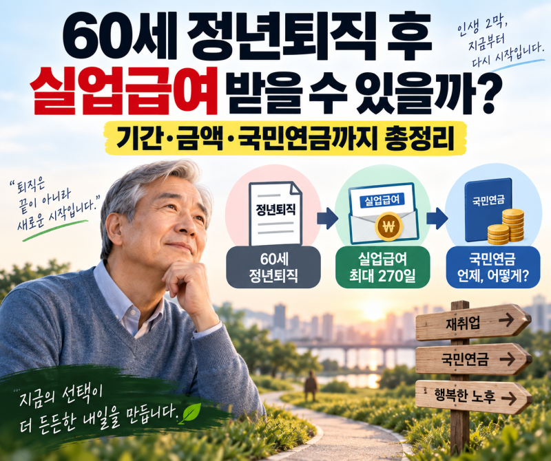60세 정년퇴직 후 실업급여 받을 수 있을까?