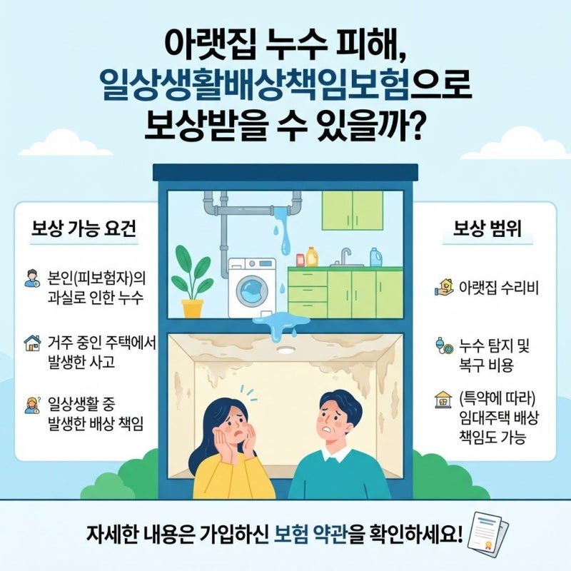 아랫집 누수 발생했다면? 일상생활배상책임보험 보상받는 방법