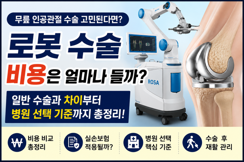 무릎 로봇 인공관절 수술 비용 얼마일까? 일반 수술과 차이부터 병원 선택 기준까지