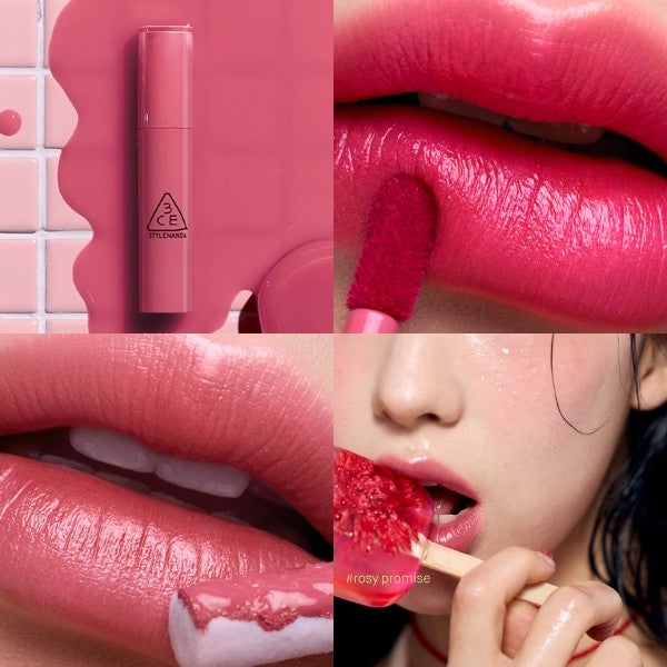 3ce 레이지 팝 립 스테인 전색상 로지 프로미스 뮤트 라일락 쿨리스트 발색