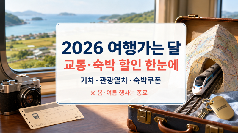 2026 여행가는 달 교통·숙박 할인, 기차표와 숙박쿠폰 받는 방법