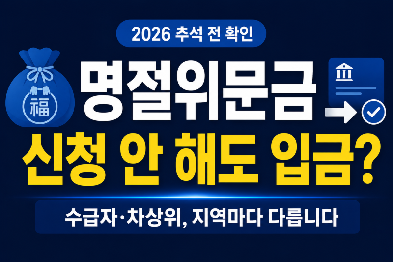2026 추석 명절위문금, 신청 안 해도 들어올까?｜수급자·차상위 지역별 금액 확인법