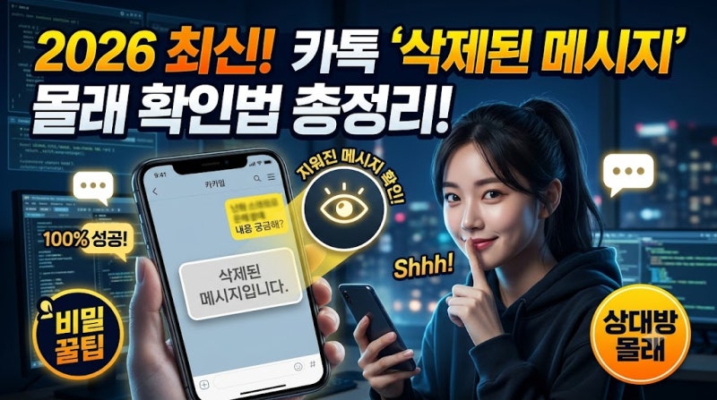 2026년 최신! 상대방이 지운 '삭제된 메시지입니다' 카톡 몰래 확인하는 법 총정리