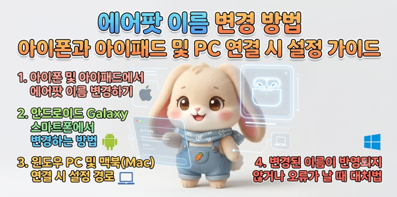 에어팟 이름 변경 방법 아이폰과 아이패드 및 PC 연결 시 설정 가이드
