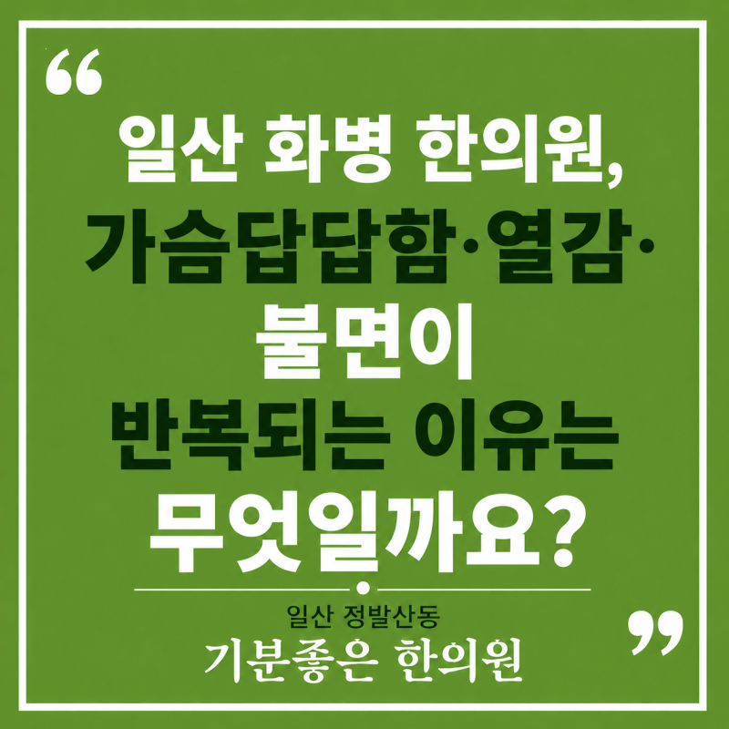 일산 화병 한의원, 가슴답답함·열감·불면이 반복되는 이유는 무엇일까요?