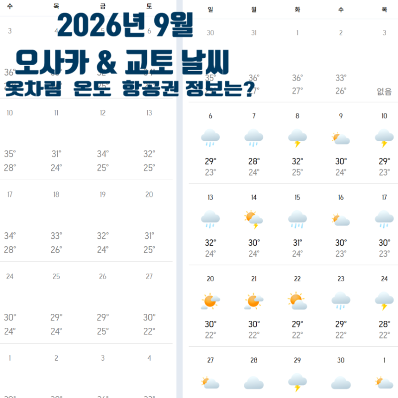 9월 오사카 날씨 & 교토 날씨 옷차림 : 전압 시차 물가 환율 비행시간 항공권 치안 일본 여행 ....