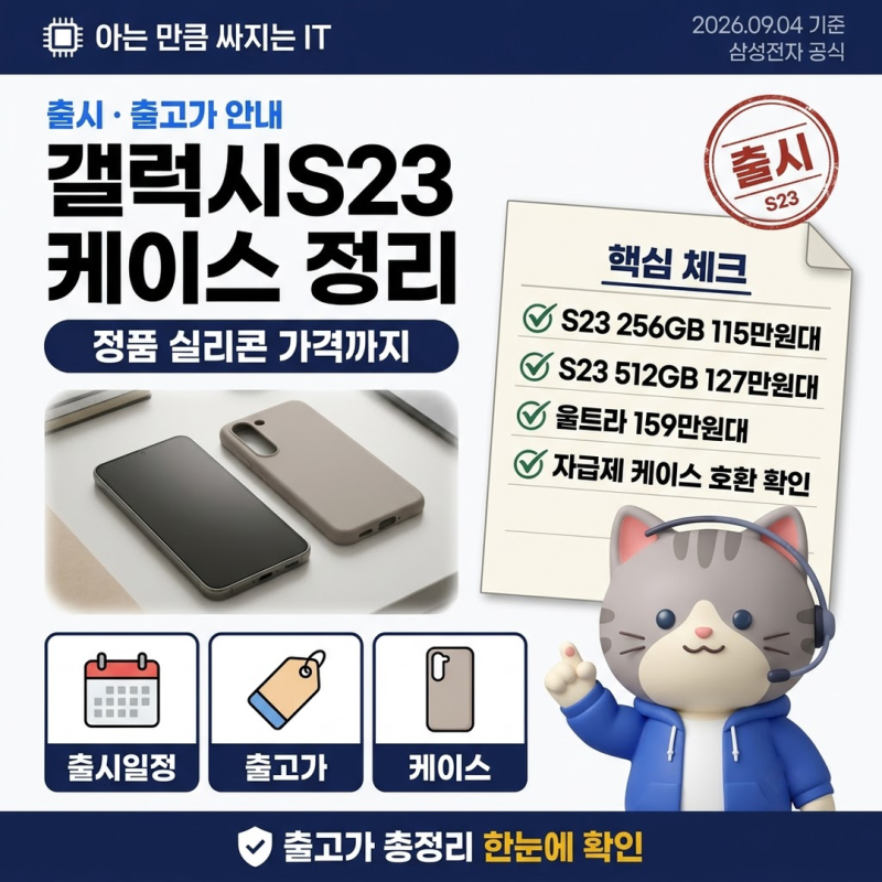 갤럭시S23케이스 출시일과 출고가, 정품 실리콘 모델 가격 정리