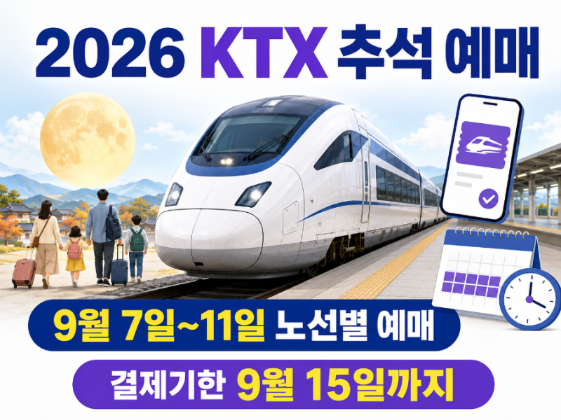 2026 KTX 추석 예매 일정 총정리｜노선별 날짜·예매 방법·결제기한