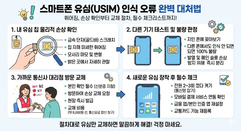 유심 카드가 휘어졌거나 손상되었을 때 올바른 대처 방법과 USIM 칩 교체 가이드