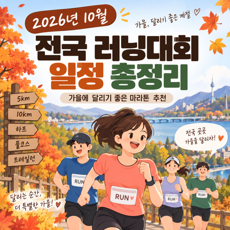 ♀️ 2026년 10월 전국 러닝대회 일정 총정리｜가을에 달리기 좋은 마라톤 추천