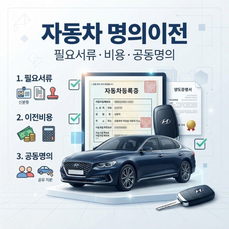 자동차 명의이전 방법 총정리｜필요서류·비용·공동명의까지 한눈에 알아보기