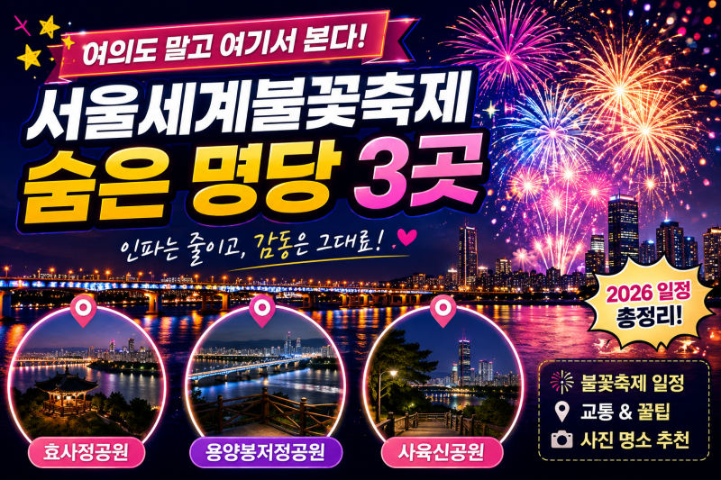 여의도 말고 여기서 본다! 서울세계불꽃축제 숨은 명당 3곳｜효사정공원·용양봉저정공원·....
