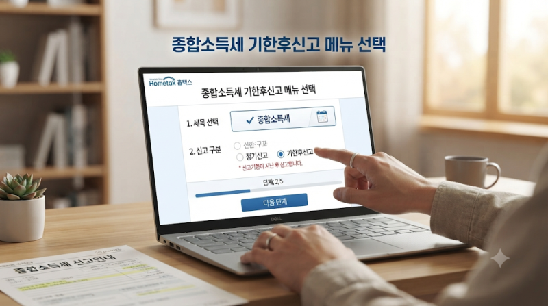 종합소득세 기한후신고 홈택스 작성법 및 무신고가산세 감면 팁