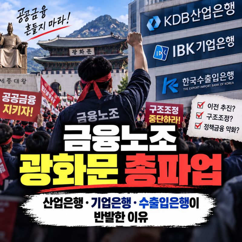금융노조 광화문 총파업｜산업은행·기업은행·수출입은행이 반발한 이유