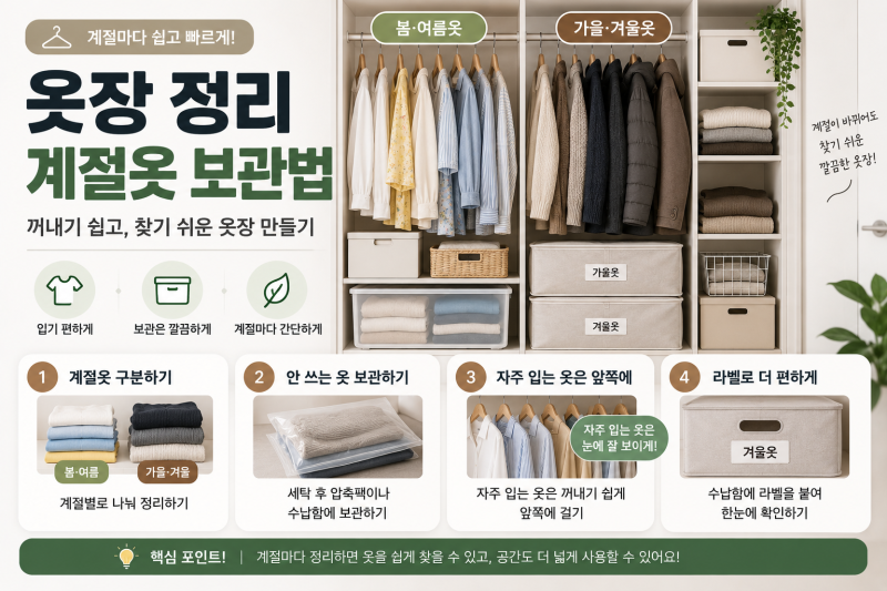 계절옷 정리 방법, 옷장 깔끔하게 유지하는 보관 꿀팁