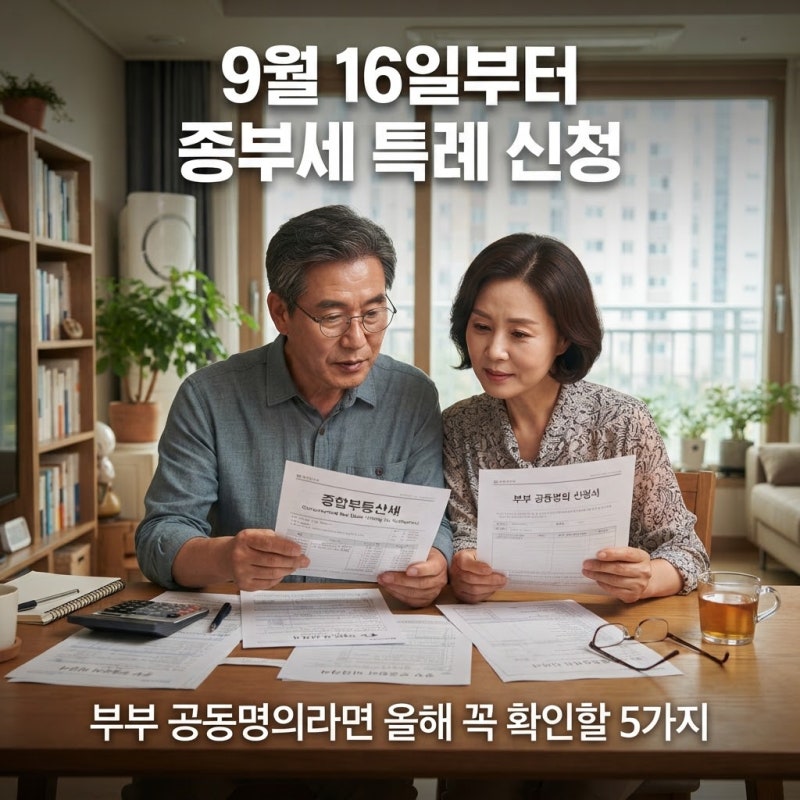 9월 16일부터 종부세 특례 신청｜부부 공동명의라면 올해 꼭 확인할 5가지