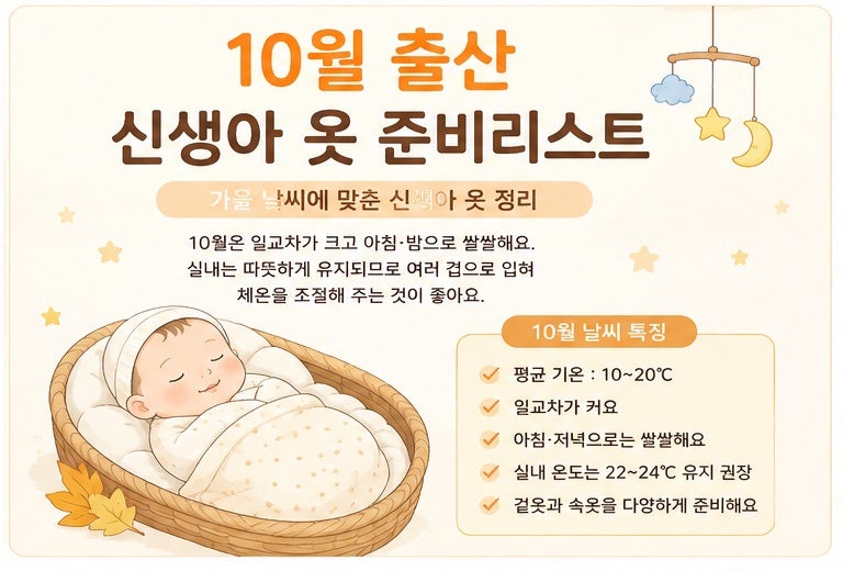 10월 출산 준비 신생아 옷 준비 리스트
