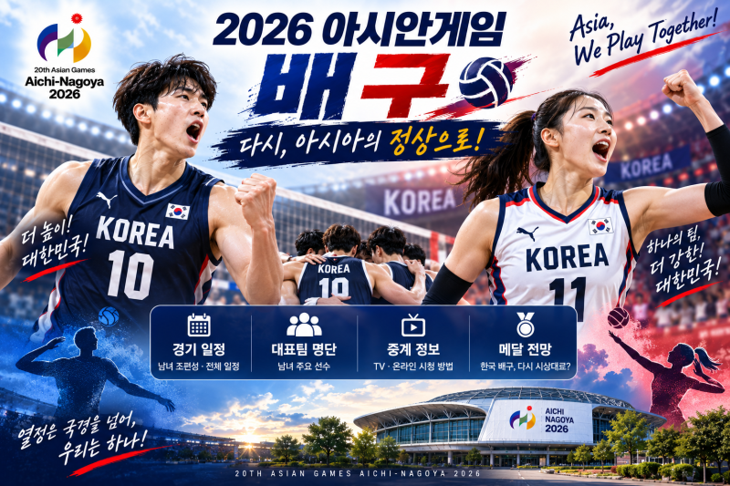 2026 아시안게임 배구 일정 총정리｜남녀 대표팀 명단·조편성·주요선수·중계·메달 가능할....