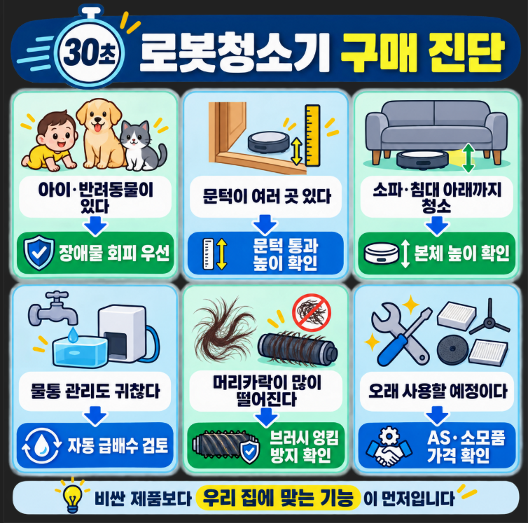 2026 로봇청소기 고르는 법｜흡입력만 보면 후회? 구매 전 꼭 볼 7가지