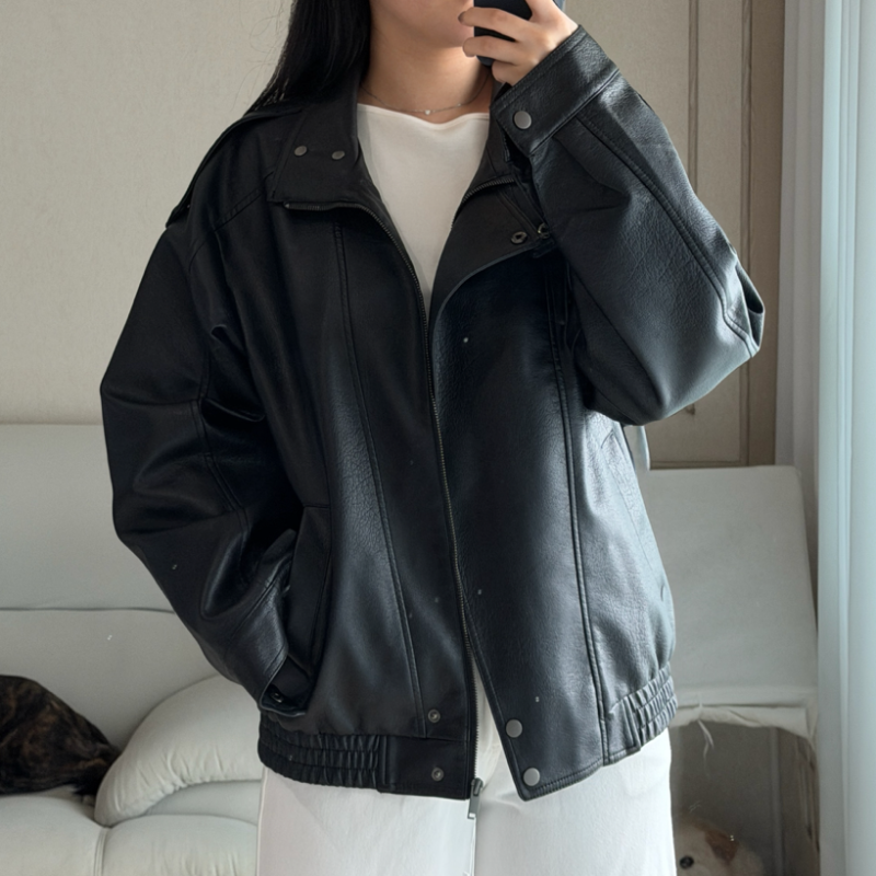 가을맞이 아우터 소비기록: 지그재그 스파오 하이넥레더자켓, 베니토 프리미엄 모리 라운드 ....