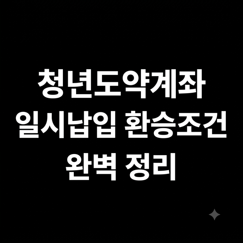 청년도약계좌 일시납입 환승조건 완벽 정리: 희망적금 만기 후 목돈 굴리기와 갈아타기 손익....