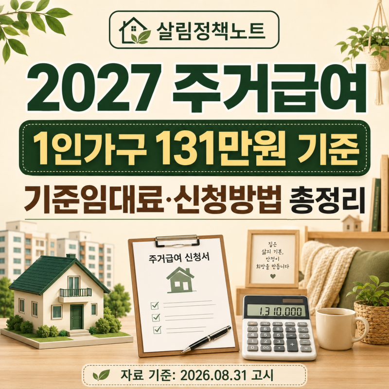 2027 주거급여 기준 나왔다, 1인가구는 얼마까지?