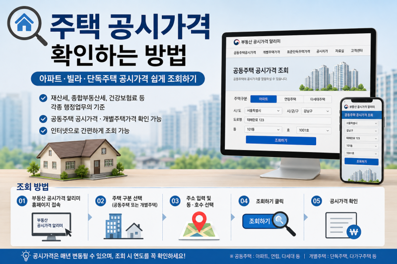 주택 공시가격 확인하는 방법, 아파트·빌라·단독주택까지 쉽게 조회하기
