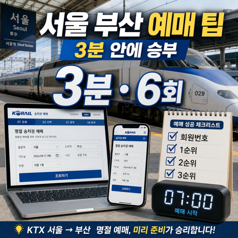 추석기차예매 서울 부산 KTX 예매 팁, 9월11일 성공률 높이는 방법 총정리