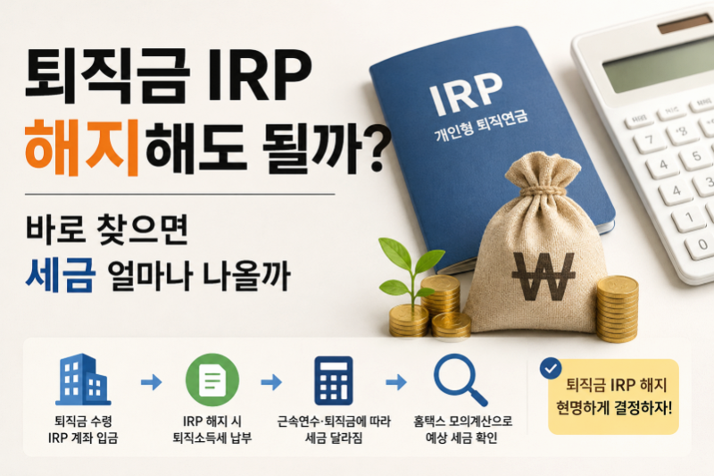 퇴직금 IRP 계좌개설 해지 세금 수령 인출, 은퇴 후 공백