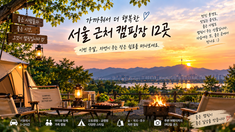 서울 근처 캠핑장 추천 12곳｜서울 근교 아이와 가기 좋은 가족·글램핑·오토캠핑 총정리