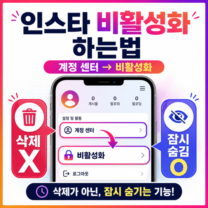 인스타 비활성화 하는법 해제까지 정리