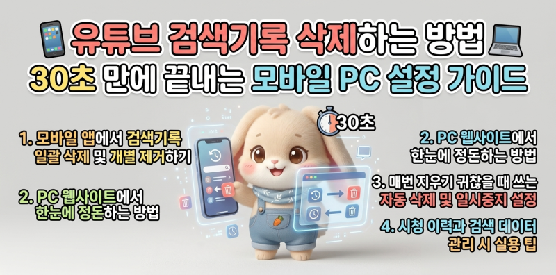 유튜브 검색기록 삭제하는 방법 30초 만에 끝내는 모바일 PC 설정 가이드