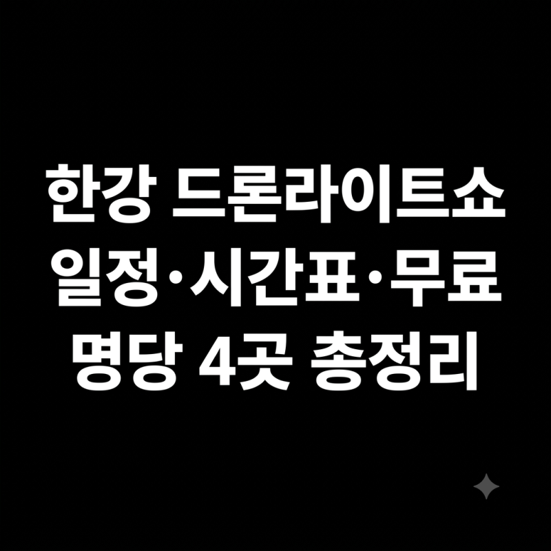 2026 한강 드론라이트쇼 일정·시간표 및 실패 없는 무료 명당 4곳 총정리