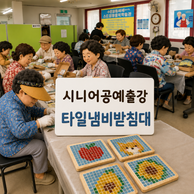 시니어공예단체출강 통영공방 타일냄비받침대 만들기