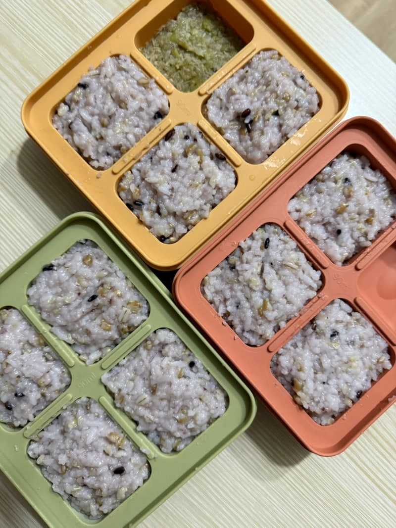 [육아] 후기 밥솥 이유식 잡곡진밥 효능 알레르기 테스트 토핑 큐브 만들기 기록