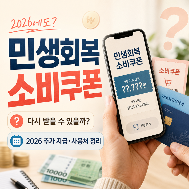 민생회복 소비쿠폰 다시 받을 수 있을까? 2026 추가 지급 여부와 1차 2차 지원금 사용처 정리