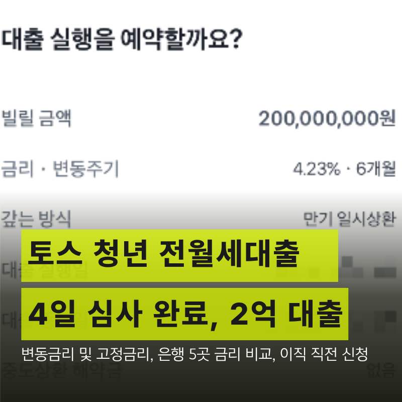 토스 청년전월세대출 후기, 심사부터 약정까지 4일 컷! (중기청 대환, 6개월 변동금리)