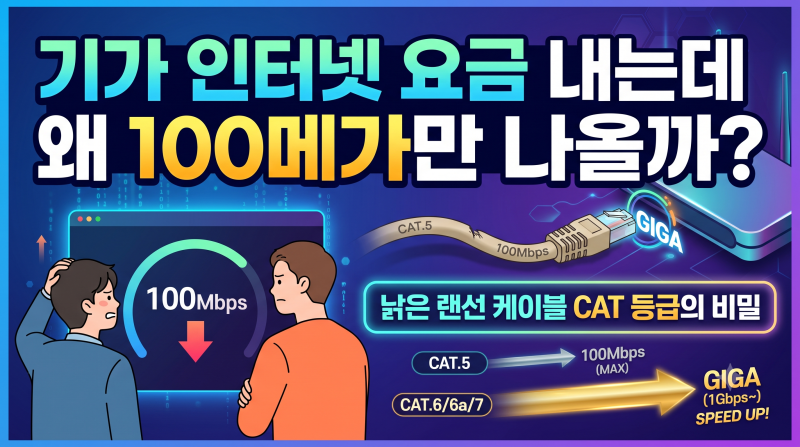 기가 인터넷 요금 내는데 왜 100메가만 나올까? 낡은 랜선 케이블 CAT 등급의 비밀