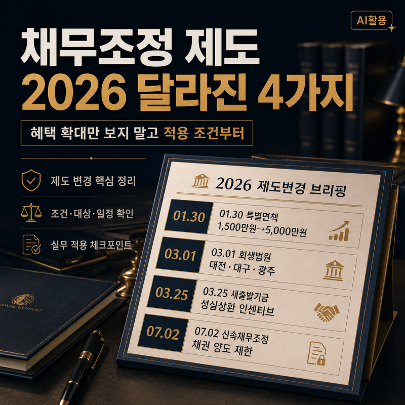 2026 채무조정 제도┃연체기간별 선택 기준과 올해 달라진 지원
