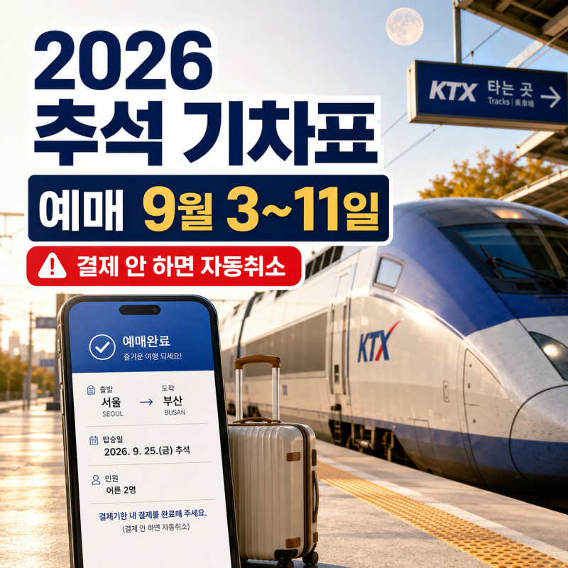 2026 추석 기차표 예매 시작! 노선별 날짜와 결제기한 놓치면 자동취소