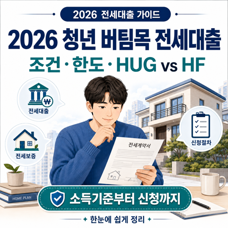 2026 청년 버팀목 전세대출 조건·한도｜HUG vs HF, 소득기준부터 신청까지