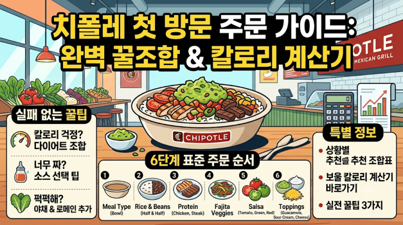 치폴레 첫 방문 주문 방법 조합 가이드: 보울 칼로리 계산기 및 소스 꿀조합 실패 없는 꿀팁