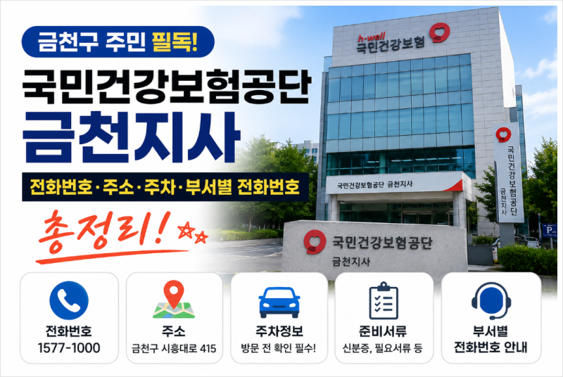 국민건강보험공단 금천지사 전화번호·주소·주차·부서별 연락처 총정리
